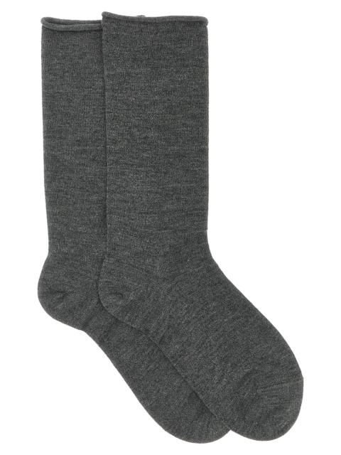 Brunello Cucinelli Cashmere Knit Socks Gray