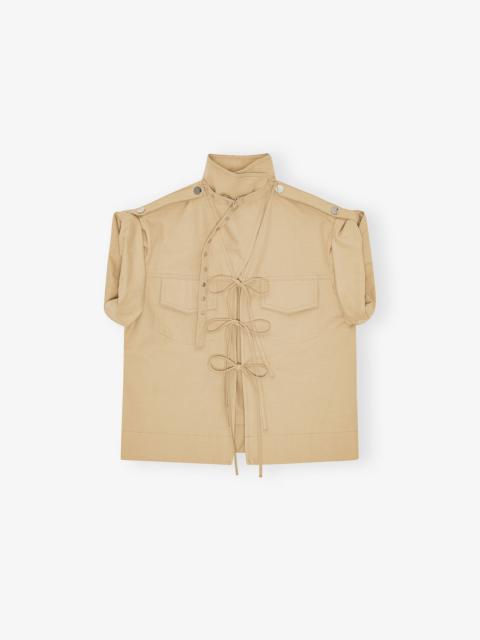 GANNI BEIGE STRETCH COTTON BLOUSE