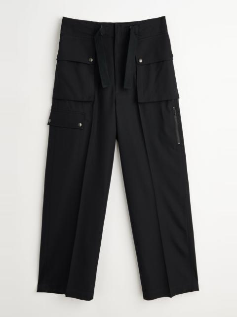 AURALEE AURALEE WOOL HERRINGBONE CARGO PANTS BLACK