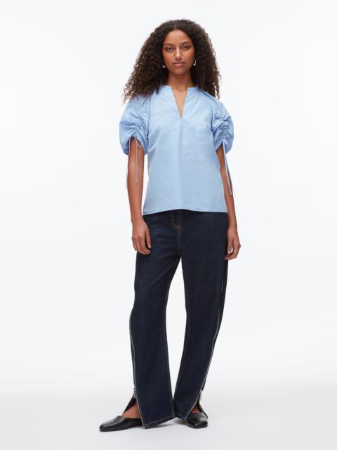 3.1 Phillip Lim Ruched Sleeve V-Neck Top