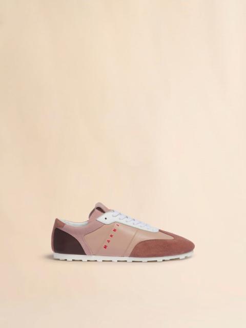Marni PINK LEATHER AND SUEDE SNEAKER