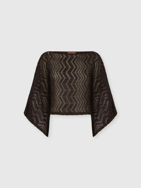 Missoni Zigzag mesh top with sequins and wide sleeves