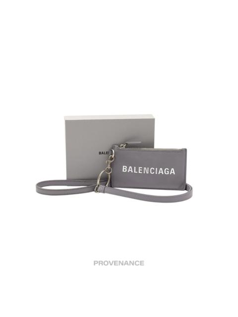 BALENCIAGA Balenciaga Logo Neck Lanyard Zip Card Wallet - Gray