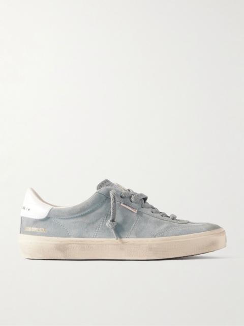 Golden Goose Soul-Star Distressed Leather-Trimmed Suede Sneakers Gray
