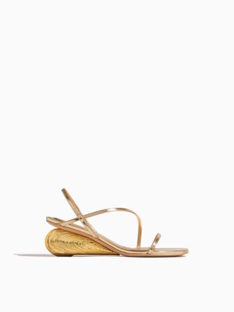 SIMKHAI Bridget Oyster Shell Wedge Sandal in Gold