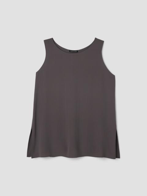 EILEEN FISHER Silk Georgette Crepe Ballet Neck Long Tank