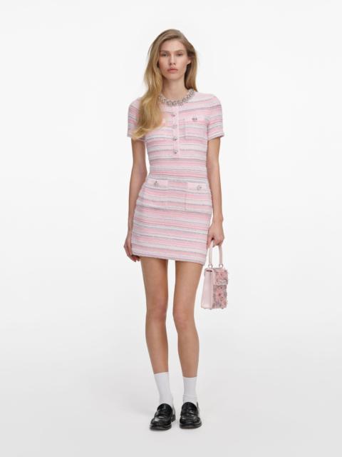 self-portrait Pink Textured Knit Mini Dress
