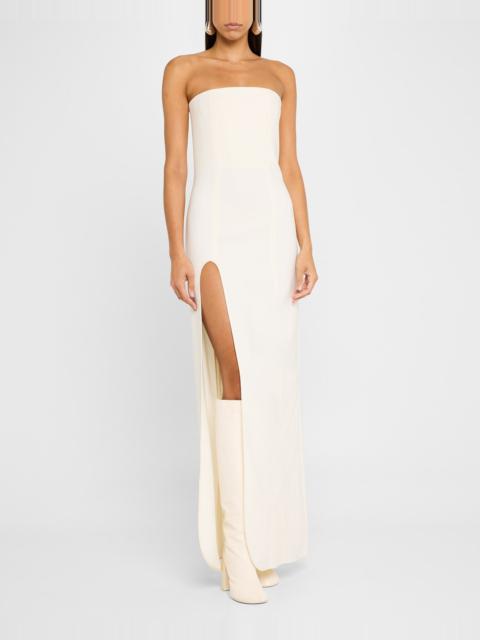 Strapless Slit Bustier Gown