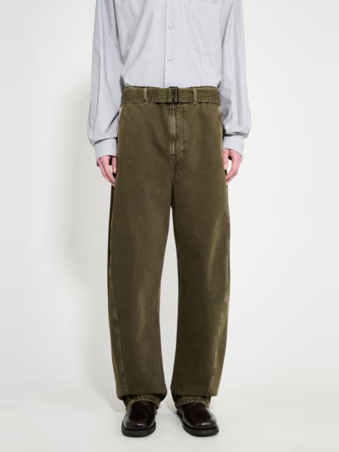 Lemaire LEMAIRE TWISTED BELTED PANTS MOSS GREEN