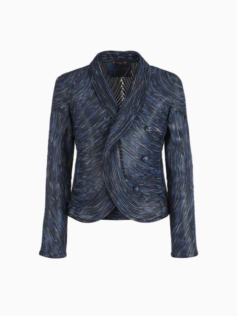 GIORGIO ARMANI EMBROIDERED NAPPA LEATHER SINGLE-BREASTED JACKET