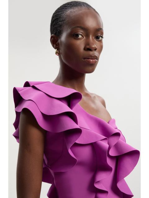 KAREN MILLEN Scuba Draped Ruffle Woven Corset Top