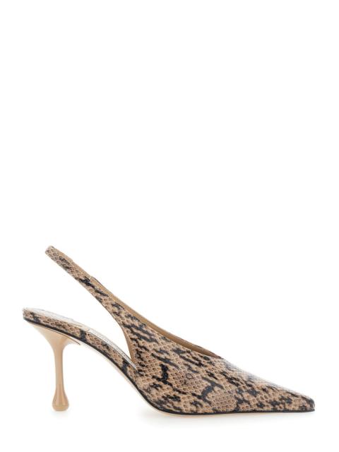 JIMMY CHOO Jimmy Choo Women 'Isa' Beige Beige Slingback Pumps With Snakeskin Print Effect In Leather For Women