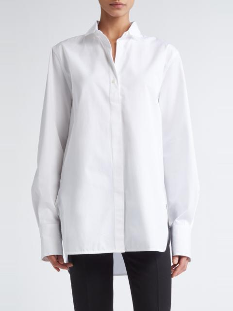 TOTEME TOTEME Wingtip Collar Organic Cotton Poplin Button-Up Shirt in White at Nordstrom