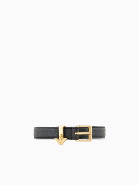 EMPORIO ARMANI DEER-PRINT BELT WITH EAGLE LOGO CHARM