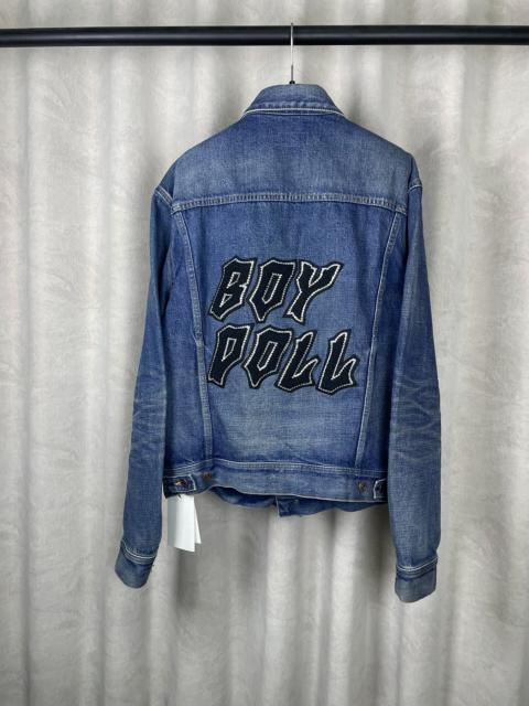 CELINE Celine FW22 Blue Washed Boy Doll Rhinestone Embroidery Denim Jacket