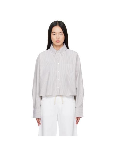 AMI Paris Khaki & Off-White Cotton Cropped Oversized Shirt