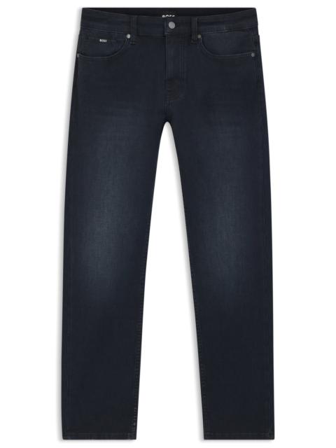 BOSS SLIM-FIT JEANS IN MID-BLUE KNITTED DENIM