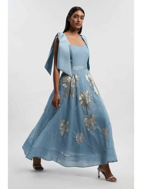 KAREN MILLEN Petite Crystal Embellished Organdie Strappy Prom Dress