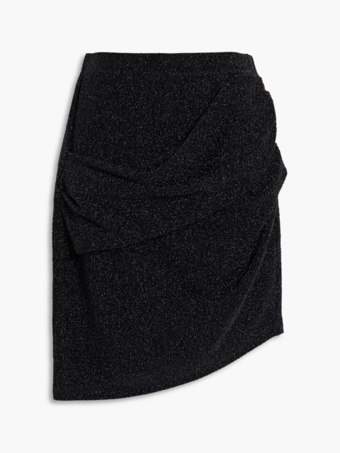 Other Designers Licia ruched metallic stretch-knit mini skirt