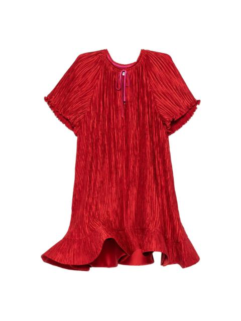 SIMKHAI plissé ruffled mini dress