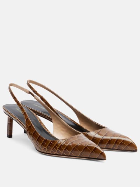 TOM FORD Croc-effect slingback pumps