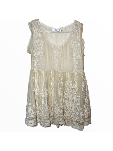 Zimmermann ZIMMERMANN 100% Silk Blouse Floral Lace Sleeveless Tank Ivory White 0