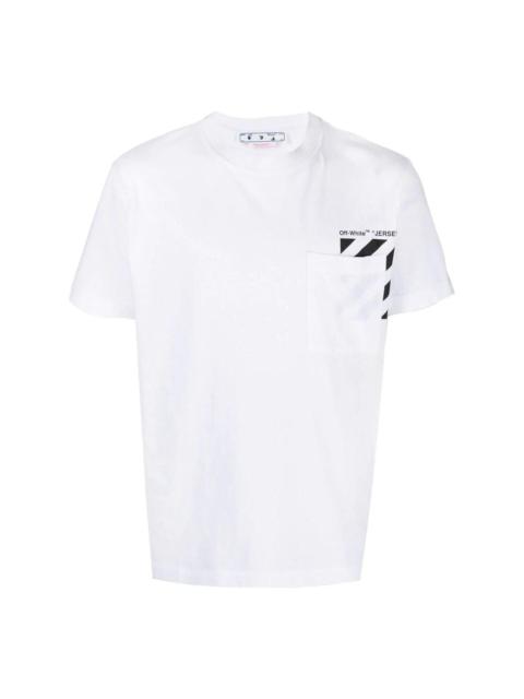Off-White Men's Off-White Chest Stripe Pocket Round Neck Short Sleeve White T-Shirt OMAA128C99JER0010110