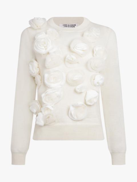 Comme Des Garçons FLOWER EMBROID JUMPER | OFF WHITE