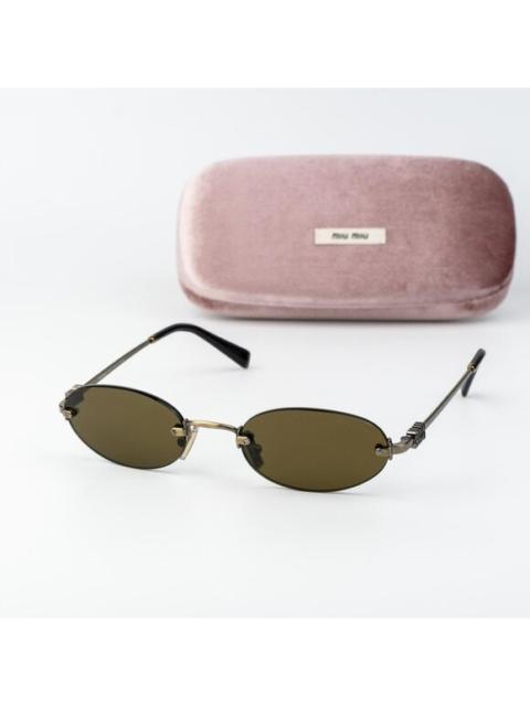 Miu Miu Miu Miu Women Sunglasses Old Gold Brown Oval MUA54S 26C09Z NEW AUTHENTIC