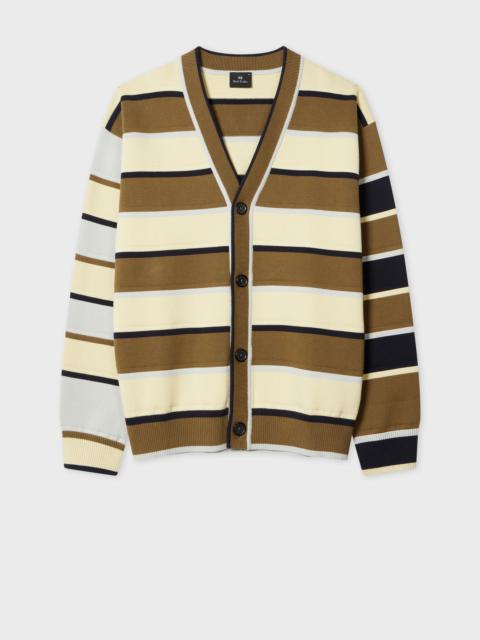 Paul Smith Khaki Stripe Milano Cotton Cardigan