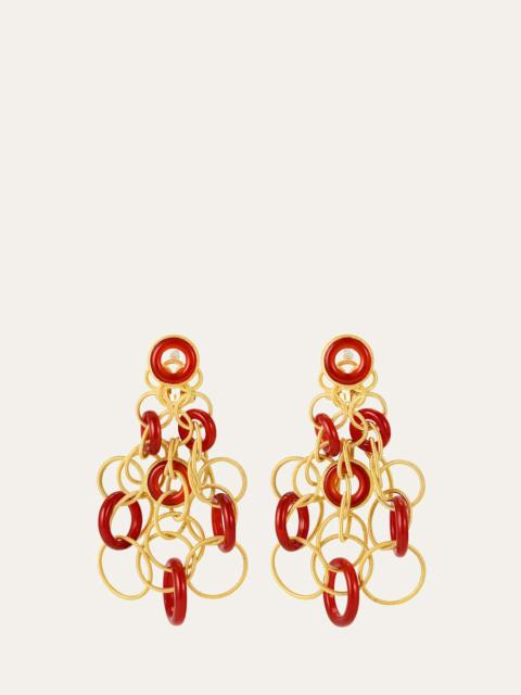 Buccellati Hawaii Color 18K Yellow Gold Carnelian Pendant Earrings, 5cm