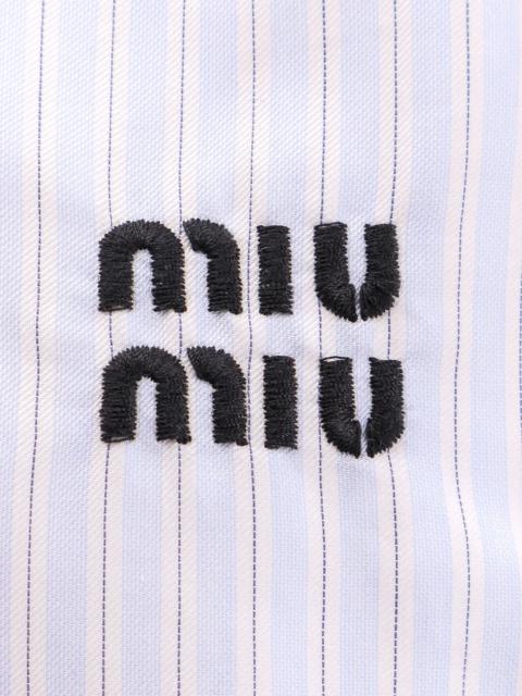 Miu Miu Women Striped Cotton Shirt With Embroidered Logo