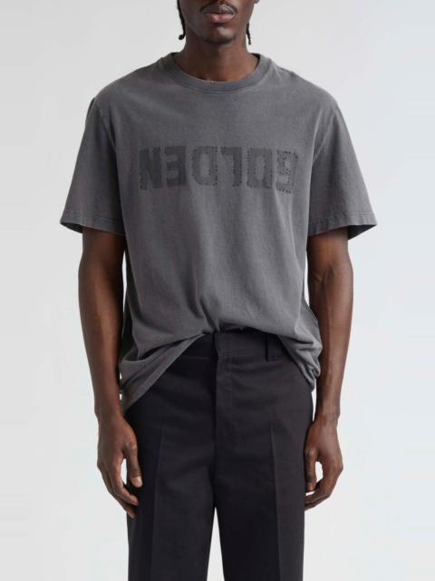 Golden Goose Distressed Upside Down Logo Cotton Graphic Tee
