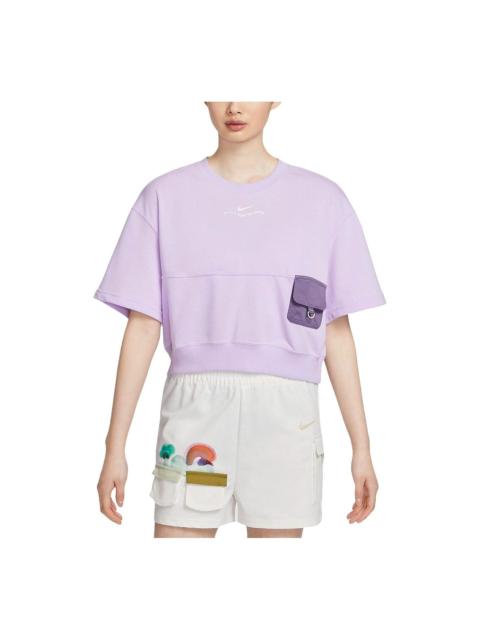 Nike (WMNS) Nike Sportswear French Terry T-shirt Asia Sizing 'Purple' HF6176-517