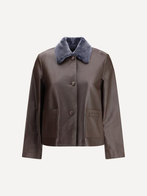 Marni Leather Jacket with a shearling collar
