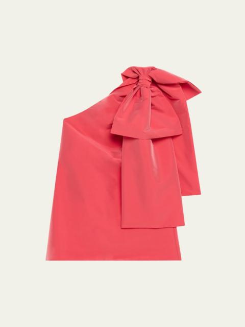 BERNADETTE Winnie Bow One-Shoulder Taffeta Mini Dress