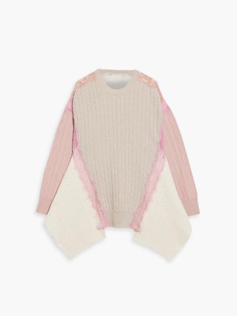 Stella McCartney Lace-trimmed cable-knit wool sweater