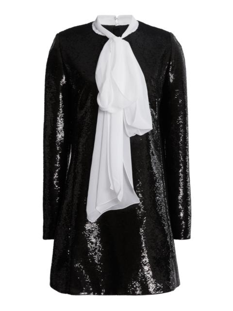 GIAMBATTISTA VALLI Scarf-Detailed Sequined Mini Dress black