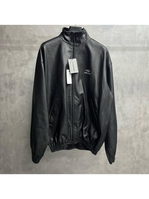 BALENCIAGA Balenciaga Black Loose-Fit Stand-Collar Jacket with Lettering and Zip Closure
