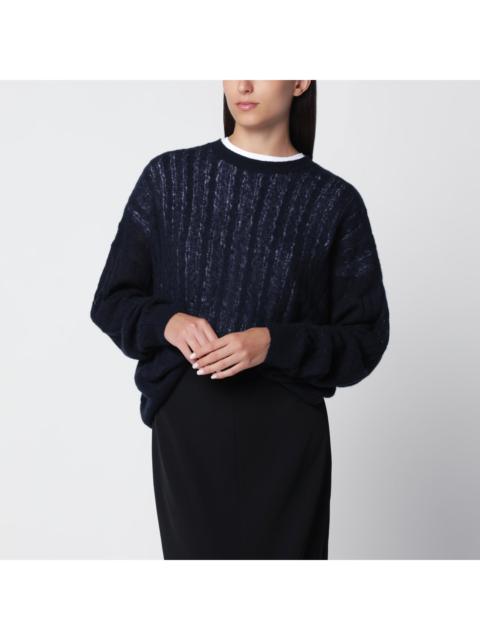 LISA YANG Lisa Yang Navy Cable-Knit Amabel Cashmere-Silk Sweater Women