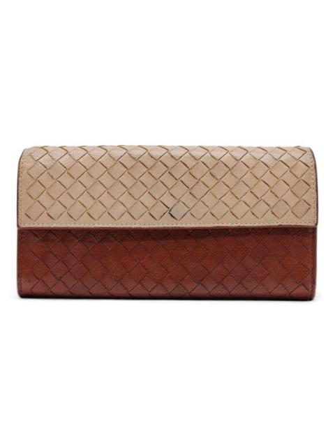 Bottega Veneta Bottega Veneta Intrecciato Unisex Leather Long Wallet 150509 Beige and Brown