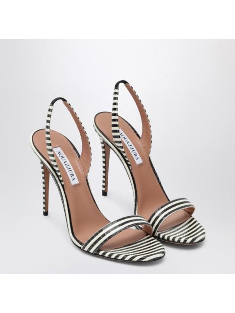 Aquazzura So Nude 105 white and black sandals