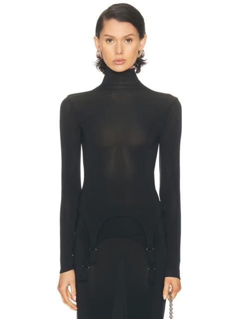 Jean Paul Gaultier Lingerie Garter Long Sleeve High Neck Top