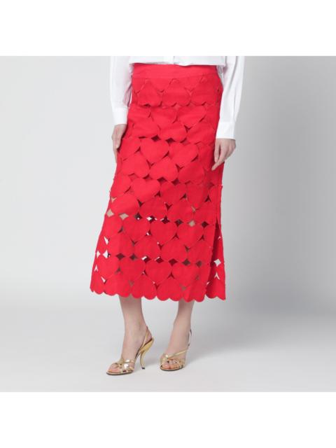FARM RIO Farm Rio Red Linen Hearts Skirt Women