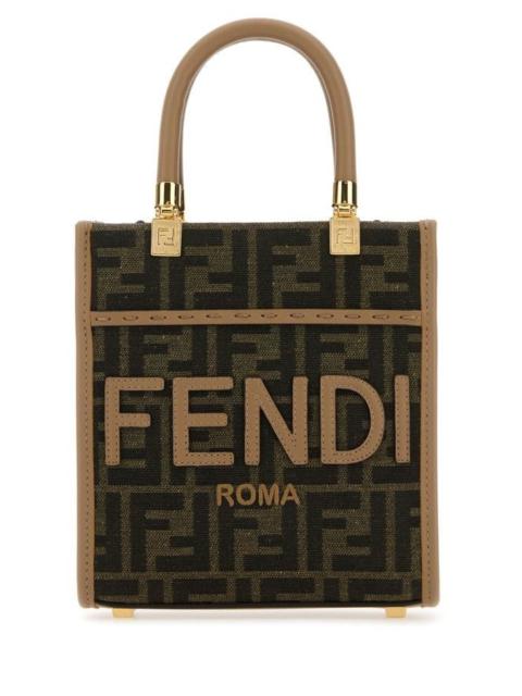 Fendi Woman Embroidered Canvas Mini Sunshine Handbag