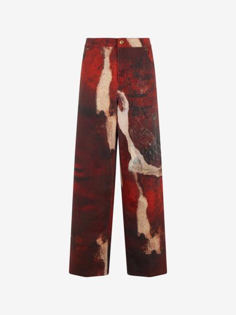 Roberto Cavalli Red Faded-Dye Effect Denim Jeans