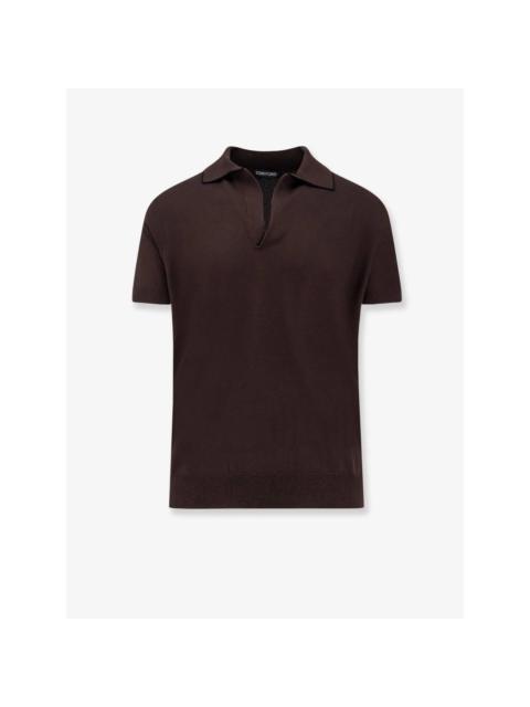 TOM FORD TOM FORD Brown Cotton/Silk Polo Shirt New & Authentic (Men's