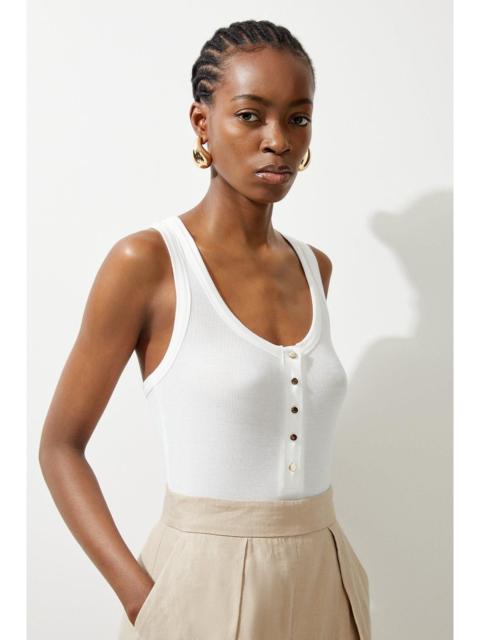 KAREN MILLEN Luxe Viscose Rib Jersey Scoop Neck Bodysuit