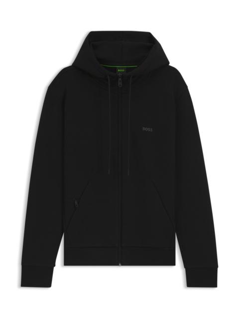 BOSS STRETCH-COTTON ZIP-UP HOODIE WITH LOGO PRINT