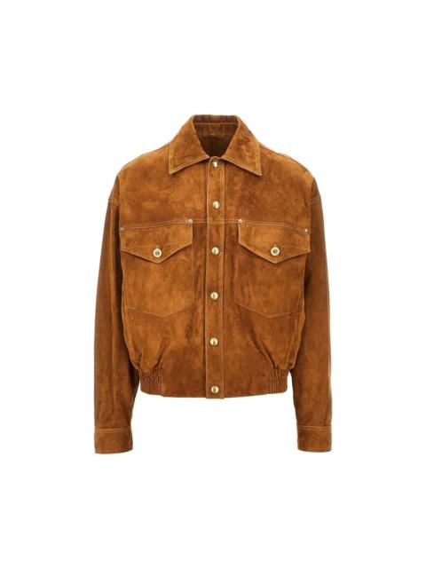 VERSACE Versace Suede Leather Jacket Brown Men